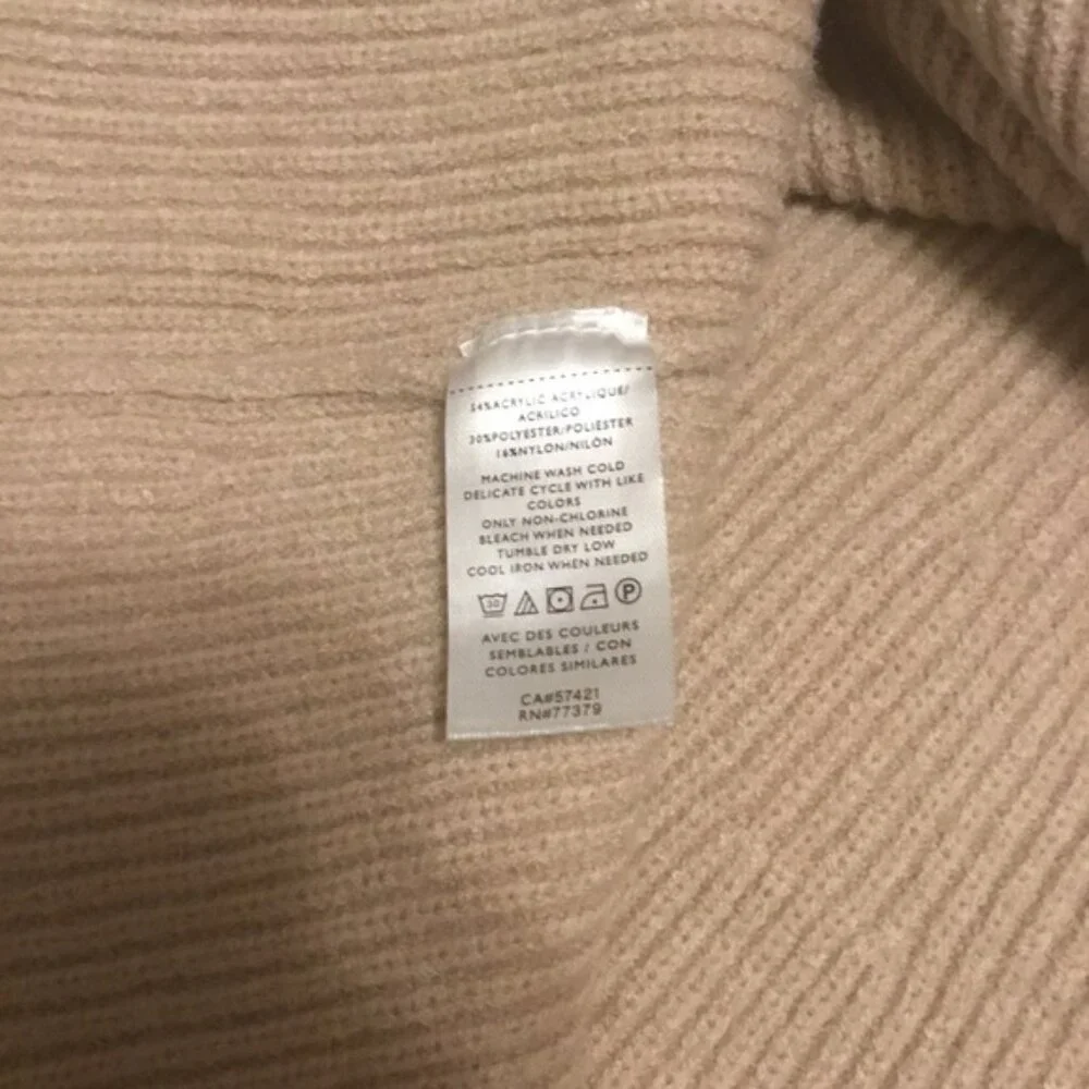Ann Taylor Long Sleeve Ribbed Long Khaki Sweater Dress Button Down V Neck M - Picture 4 of 11